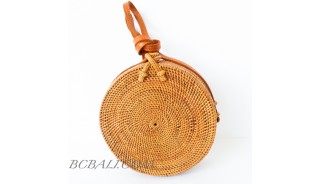 Circle around handbags straw rattan hand woven motif side